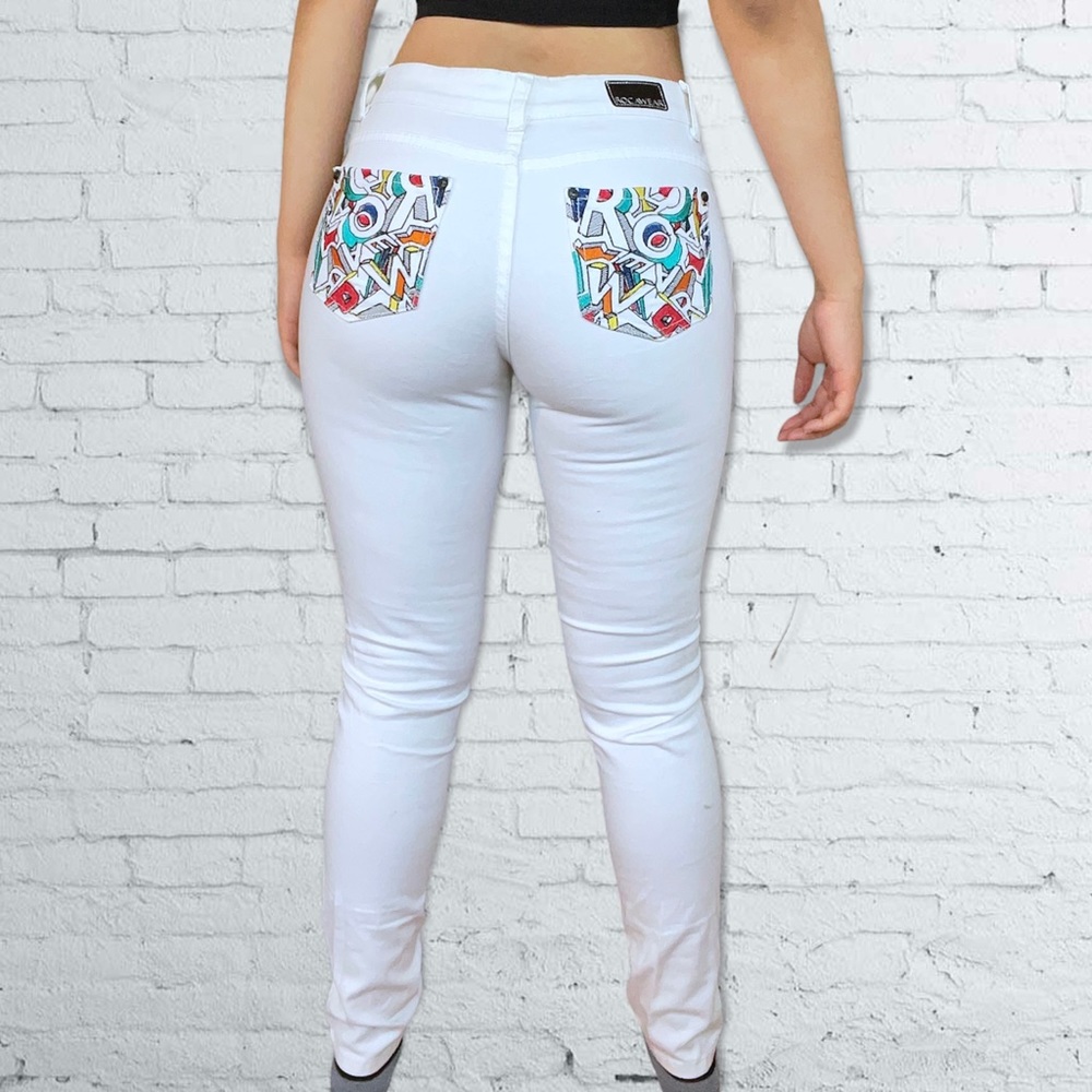 Rocawear Embroidered Printed Skinny Legged Jeans